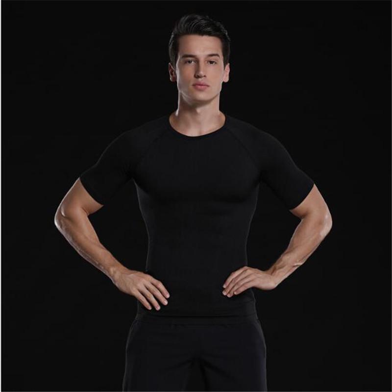 Men Summer  Casual Slim Tee Shirt Body Abdomen Waist Slimming Seamless Short-sleeved Men's Corset