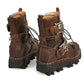 Men Genuine Leather Military Uniform Boots Gothic Skull Punk Martin Platform Mid-calf Boots