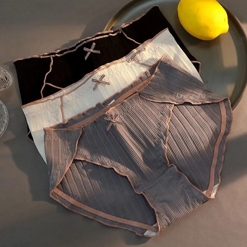 3-Pack Ladies Sexy Seamless Panties Mid-waist Antibacterial Inner Crotch Breathable Student Girl Briefs