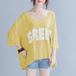 Large Size Women's Loose Letter Printing Short-sleeved T-shirt Tops Women's Casual Loose Large Size Round Neck Mid-sleeve T-shirts
