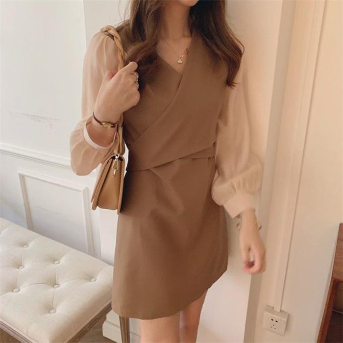 Chiffon Dress Women's Summer Dress long Sleeve Knee-length Daily Wear Office Dating Party