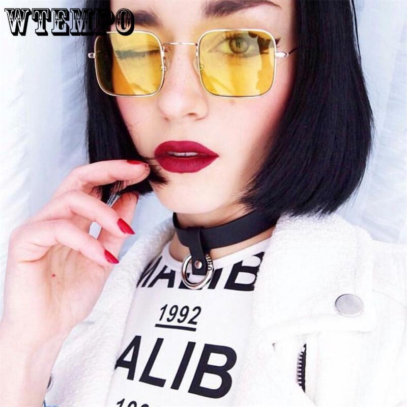 Metal Sunglasses Men Women Retro Square Sun Glasses Fashion Ocean Clear Yellow Pink Color Sunglass s