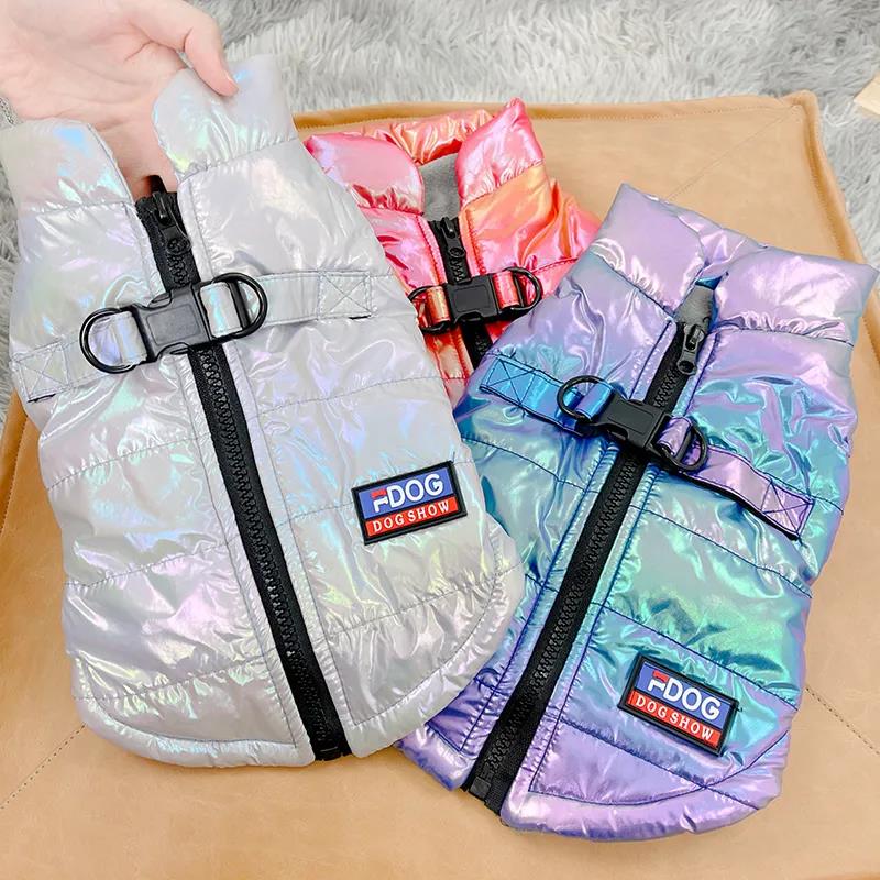 Pet Clothing Dog Clothes Rainbow Gradient Color Vest Puppy Teddy Winter Thick Cotton Clothes Cat Waterproof Sweater Jacket Zipper Coats for Large Dog