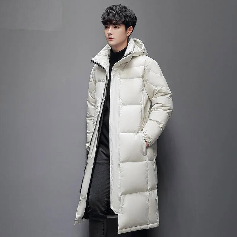 Winter Down Jacket Men and Women Mid-length Thick Padded Jacket Lovers Over-the-knee Handsome Jacket