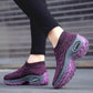 Women's Mid High-heeled Sneakers Casual Breathable Mesh Sports Shoes Running Flat Shoes Slip on Thick-soled Dance Shoes