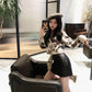 Autumn Fashion Loose Sweater Leopard Print Short Loose Pullover Short Round Neck Young Women's Knitwear
