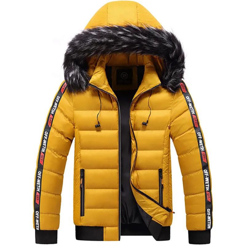 Men's Padded Jacket Men's Thick Warm Jacket with Detachable Hood Youth Bread Clothes Stand-up Collar Jacket Men