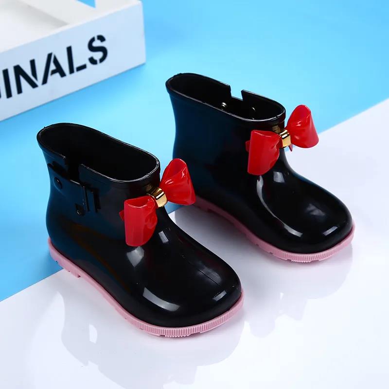 Children's Rain Shoes Water Shoes Non Slip Girls and Boys Bow Decoration Rain Boots Cartoon Four Seasons Rubber Rain Boots