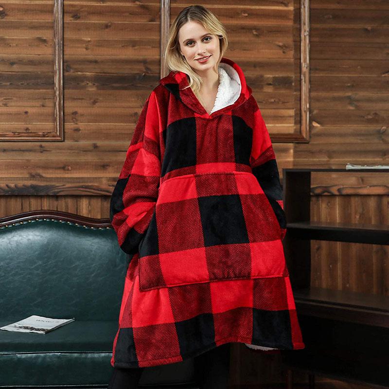 Venustas Wearable Blanket Hoodie Oversized Sherpa Blanket Hoodie Sweatshirt  Unisex Cozy Warm Soft Hoodie Blanket for Adults