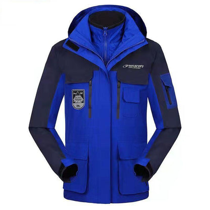 100 Kilograms Can Wear Autumn and Winter Windproof, Waterproof and Warm Two-in-one Detachable Two-piece Outdoor Mountaineering and Skiing Men's Jacket