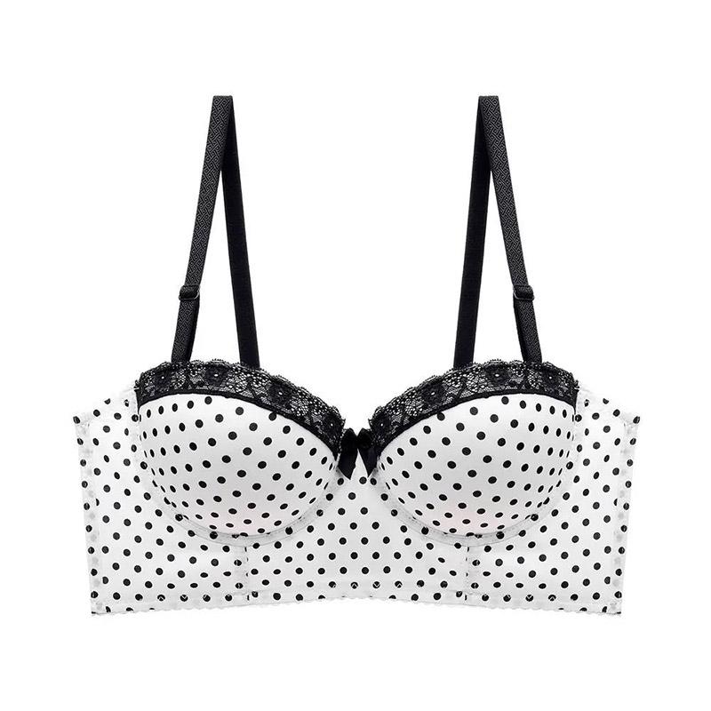 Sexy Surface Wave Point Skin-friendly Breathable Gathered Anti-sagging Bra Half Cup Women's Underwear Bra