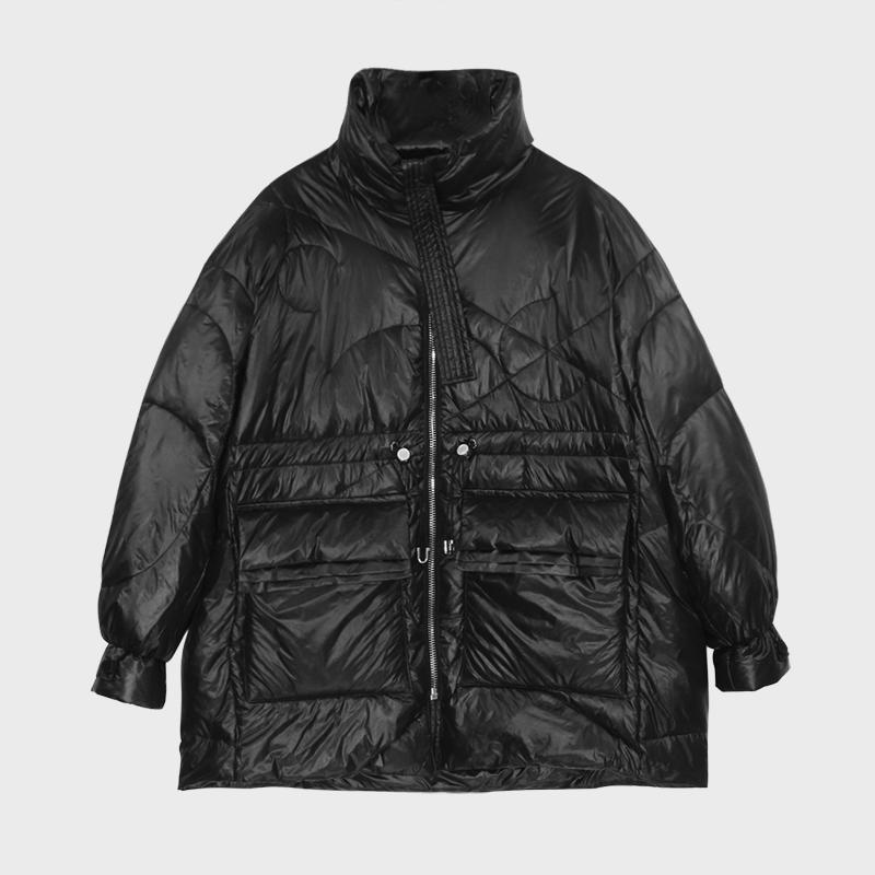 Pure Winter Lightweight Down Jacket Women Thick Warm Batwing Long Sleeve Loose Doudoune Pocket Ultra Light Duck Down