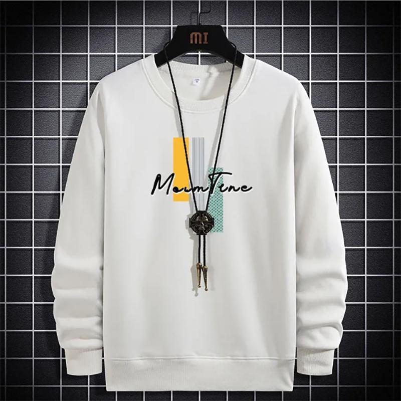 Men's Cotton Sweater Plus Velvet Long-sleeved Sweatshirts Loose Large Size Casual Round Neck Pullover Bottoming Top