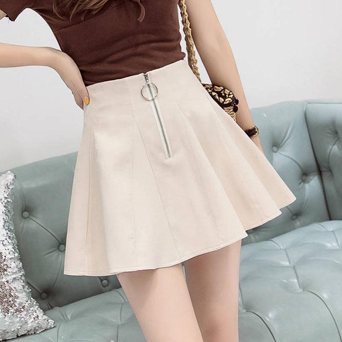 Pofulove Women High-waist Thin Chiffon Skirt Anti-light Student Mini A-line Skirts Puff Skirt