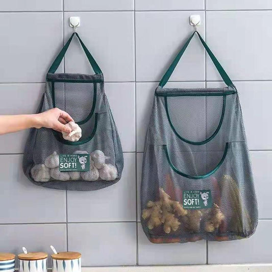 Kitchen Wall-mounted Storage Hanging Bag for Fruits and Vegetables Put Potatoes and Fruits Hollow Mesh Bag Household Breathable Storage Bag