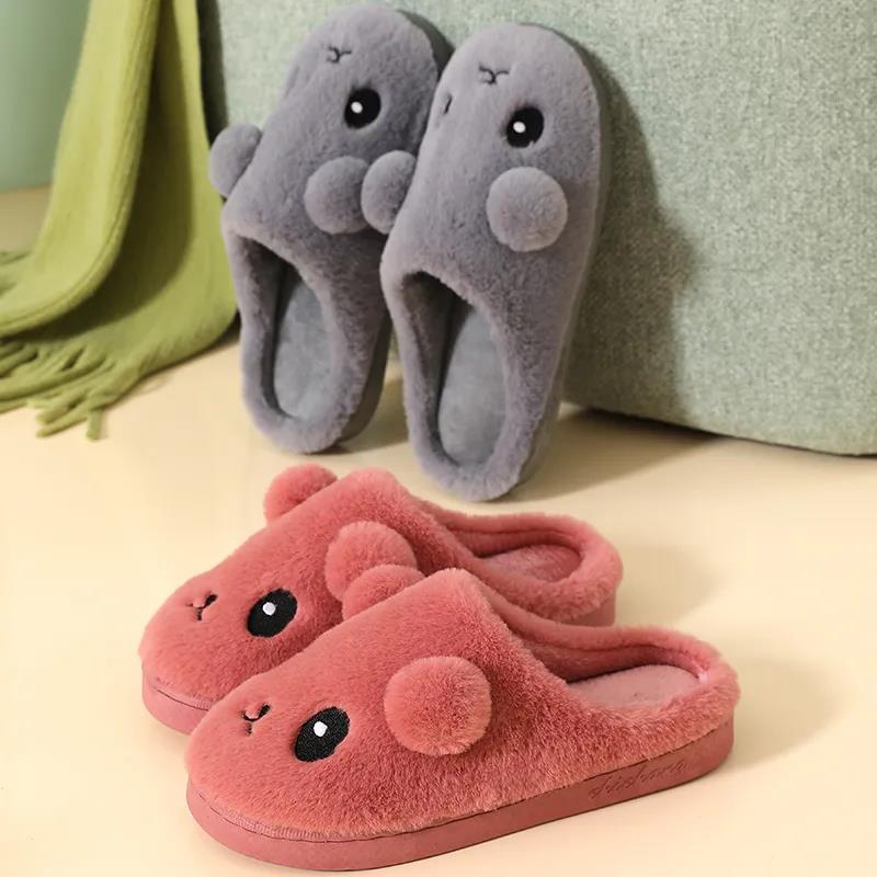 Autumn and Winter Pure Cotton Slippers Indoor Non-slip Soft-soled Shoes Warm Simple Plush Cotton Shoes