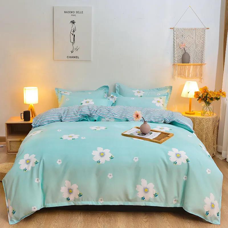 Thickened Pure Cotton Sanding Four-piece Cotton Bed Sheet Quilt Cover Machine Washable Bed Student Dormitory Supplies Set