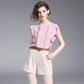 Women Shorts Suit Pleated Chiffon Blouse Shorts Two-piece Set Elegant Tops Shorts Set