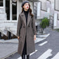Cashmere Coat Elegant Long Women's Coat Lapel 2 Pockets Belted Jackets Coats Female Outerwear