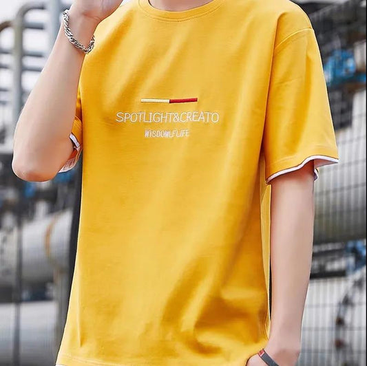 Men's Cotton Short-sleeved T-shirt Korean Version Trend Loose Summer Casual Top