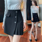 S-XXXL Women Sexy High Waist Hip Skirt Short Skirt Above Knee Split Fork Zipper Button Decoration Club Casual Home Office