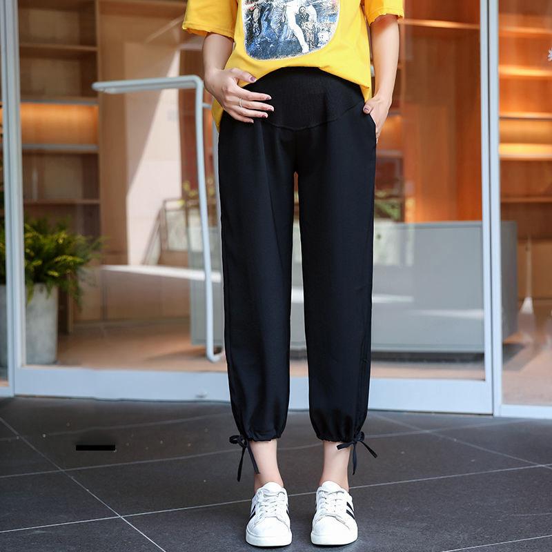 Pregnant Women's Pants Summer Loose Fashionable Wide-leg Pants Nine-point Pants Thin Belly Lift Pants Large Size Pregnant Women's Pants