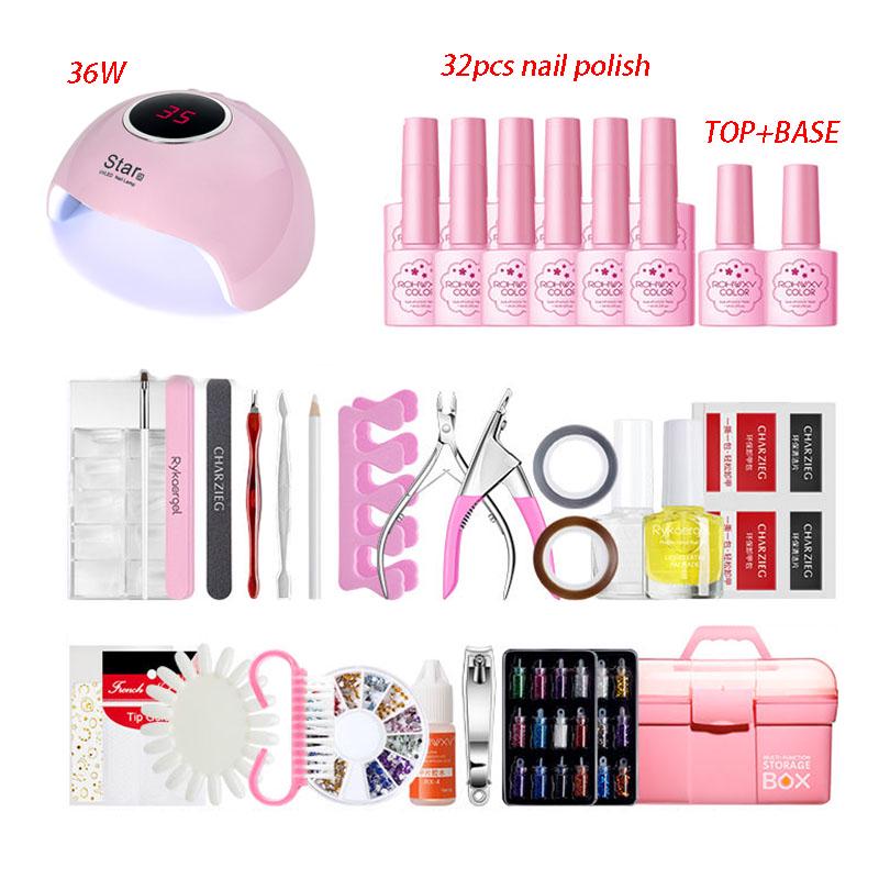 60W UV LED Lamp Dryer set Nail Gel Polish Kit Manicure Set Gel Nail Polish Nail art Tools Nail Set