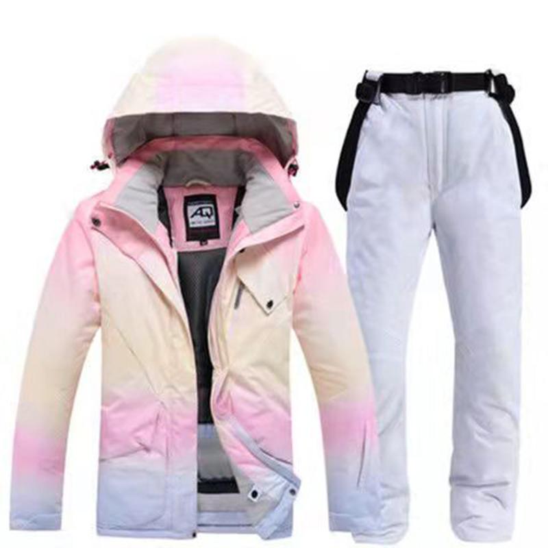 Ski Suit Women's Suit Snowboard Double-board Ski Pants Winter Outdoor Windproof Warmth Thickened Ski Suit Sports Suit Waterproof Jackets