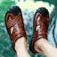 Summer Men's Sandals Genuine Cowhide Leather Breathable Hollow Beach Shoes Hole Shoes Soft Sole Breathable Waterproof Sandals