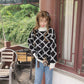 Autumn Winter College Turtleneck Plaid Sweater Female Loose Long Sleeve Pullover Sweater