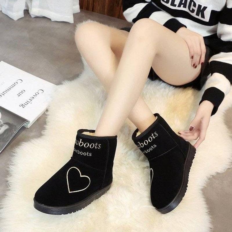 Short Tube Snow Boots Women Winter Flat Bottom All-match Plus Velvet Warm Cute Cotton Shoes Small Boots