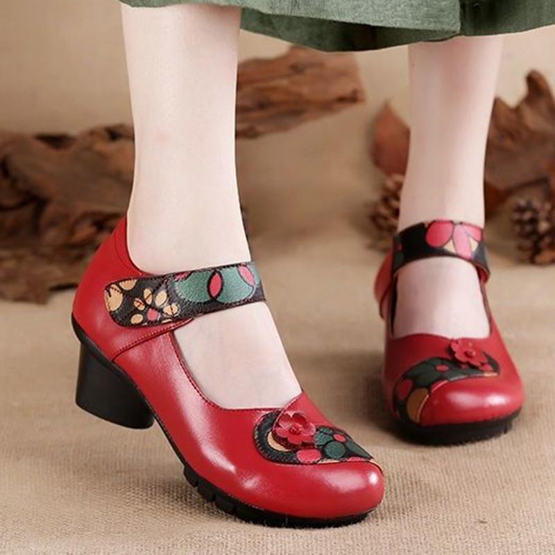 Sandals Women's Summer Fashion Outer Wear Soft Leather Mid-heel Sandals Ladies Sandals Mother Shoes Casual Sandals