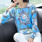 Autumn Winter Ethnic Style Digital Printing Sweater Thin High Quality Jumper Tops Women Pullover Knit Bottoming Sweater