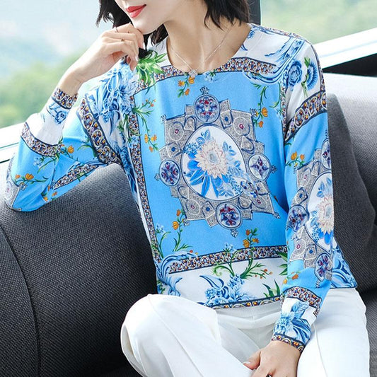 Autumn Winter Ethnic Style Digital Printing Sweater Thin High Quality Jumper Tops Women Pullover Knit Bottoming Sweater
