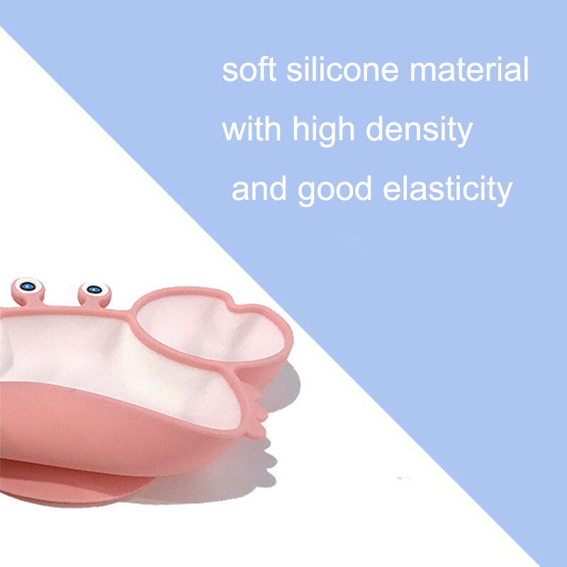Sub-grid Silicone Sucker Tableware for Baby Cartoon Crab Anti-fall Dinner Plate Infant Kids Supplementary Food Bowl Soft Dishes