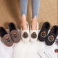 Warm Cotton Slippers Ladies Indoor Thick-soled Non-slip Warm-keeping Bag-heeled Cotton Shoes Soft Bottom Hairy Confinement Peas Shoes
