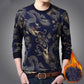 WTEMPO Thermal Pullover Cashmere Padded Shirt Dragon Print Shirt Winter Soft and Comfortable Pullover for Men