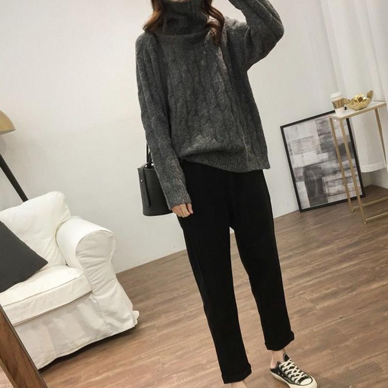 Sweater Turtleneck Bottoming Shirt Women's Solid Color Twist Casual Pullover Sweater Autumn  Winter Outerwear