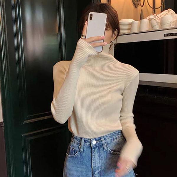 Turtleneck  Tight-fitting Bottoming Sweater Women Autumn and Winter Pile-neck All-match Pullover Slim Sweater Women