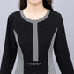 Black Spring and Autumn Suit Fitting Temperament Wide Leg Pants Casual Two-piece Round Neck Long Sleeve Shirt + Loose Wide Leg Pants