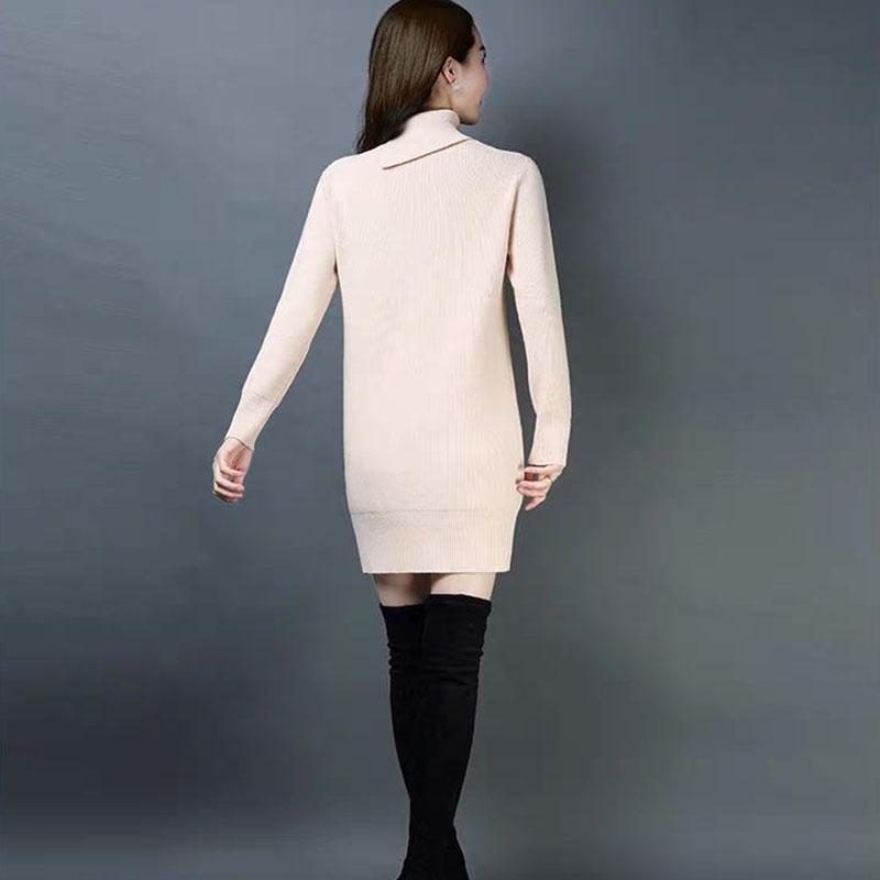 Autumn and Winter Long Turtleneck Sweater Knit Loose and Thin Base Shirt Plus Fluff Thick Dress