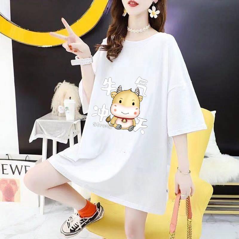 Women's Halter Mid-length T-shirts Women's Round Neck Short-sleeved Loose and Thin T-shirts Half-sleeved Tops Women's Casual Loose T-shirt