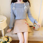 Autumn and Winter Lantern Sleeve Sweater Sexy One-neck Off-the-shoulder Top Knitted Fashionable Coat