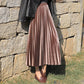 Velvet Pleated Skirt Women's High-waisted Skirts Mid-length Thin Long Skirts Temperament A-line Skirts Elastic Waist