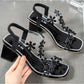 Women's Summer Roman Sandals All-match Fashionable Women's Shoes Crystal Transparent Chunky Heel High Heels
