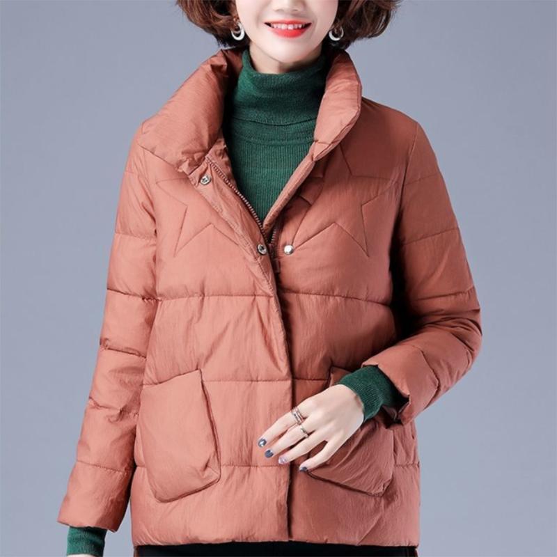 Women's Short Warm Down Jacket Winter Loose Jacket Down Jacket Casual Stand Collar Padded Jacket