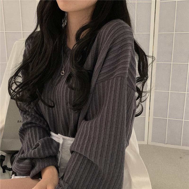 Winter Sweaters Women Lantern Sleeve Plus Size Loose V Neck Pullovers Knitted Jumper 2021 Fall New Fashion Black Oversized Harajuku Sweaters