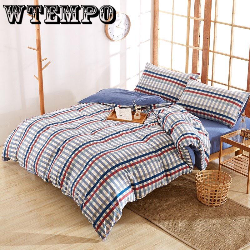 Bedding Set Nordic Gray Stripes Linens Duvet Cover Comforter Sheets Bedspread