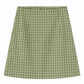 Summer Women Retro Plaid High Waist Skirt Anti-light Thin Bag Hip Skirts Mini A-line Skirt