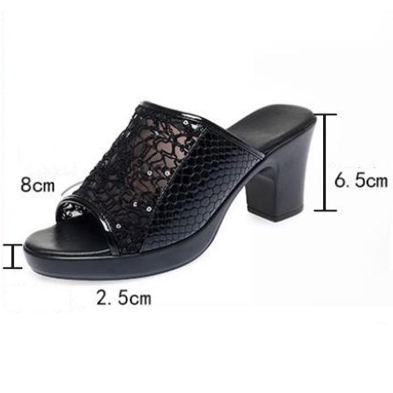 Summer Waterproof Platform Non-slip Thick Heel Sandals Middle-aged Mother Shoes Women's Breathable Mesh Sandals Flip Flops